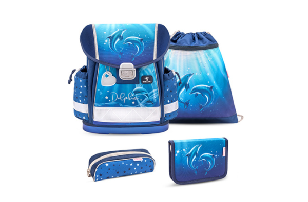 Belmil Classy Schulranzen-Set 4-teilig "Dolphins" mit Brustgurt Dolphins