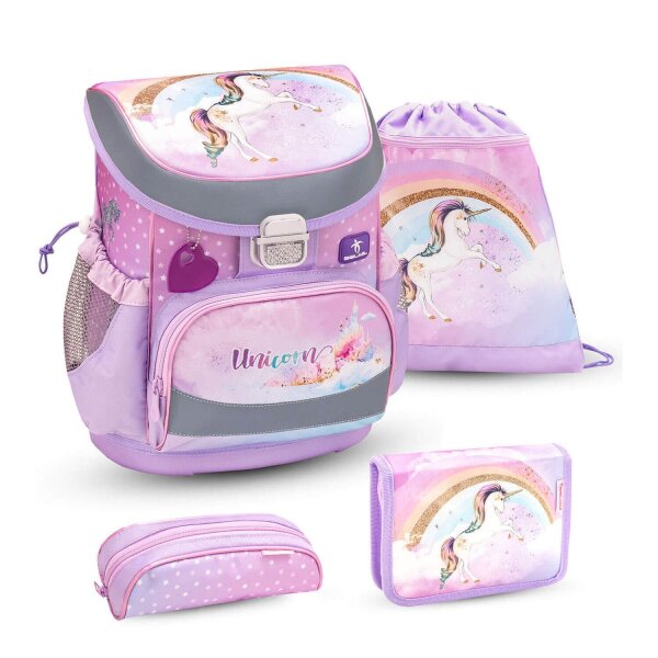 Belmil Mini-Fit ergonomisches Schulranzen-Set 4-teilig Einhorn