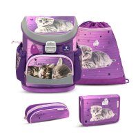 Belmil Mini-Fit ergonomisches Schulranzen-Set 4-teilig Katze