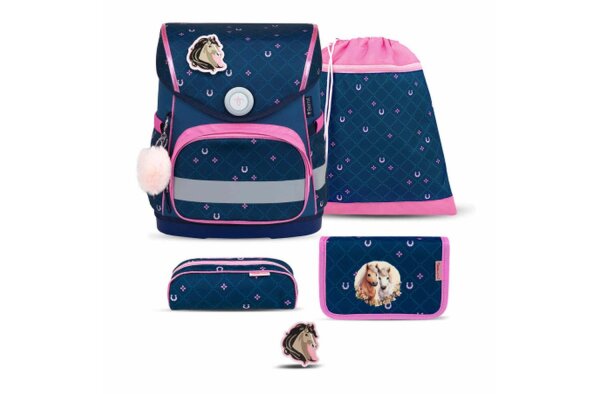 Belmil COMPACT SET
mit Patches ergonomisches Schulranzen-Set 4-teilig Hufeisen