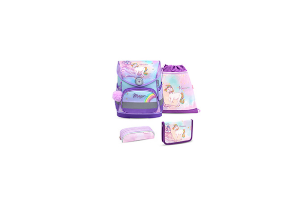Belmil Compact ergonomisches Schulranzen-Set 4-teilig Ellenbogen;Einhorn