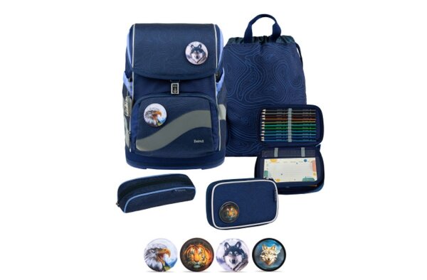 Belmil Smarty Plus Premium Schulranzen Set 5-teilig "Topographic" Topographic
