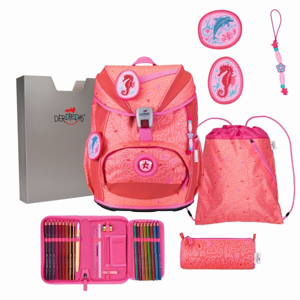 DerDieDas ErgoFlex Light Superflash Set Schulranzenset Coral Reef